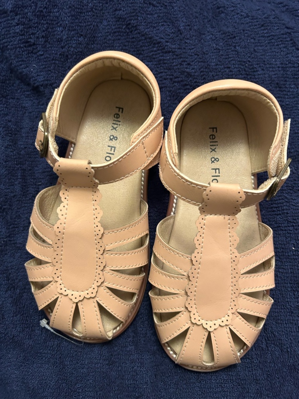 Felix & Flora Girls' tan T-Strap Sandals